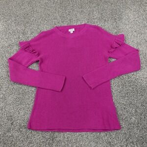 J Crew Sweater Womens S Pink Purple Flutter Ruffle Pullover Crewneck Sweatshirt